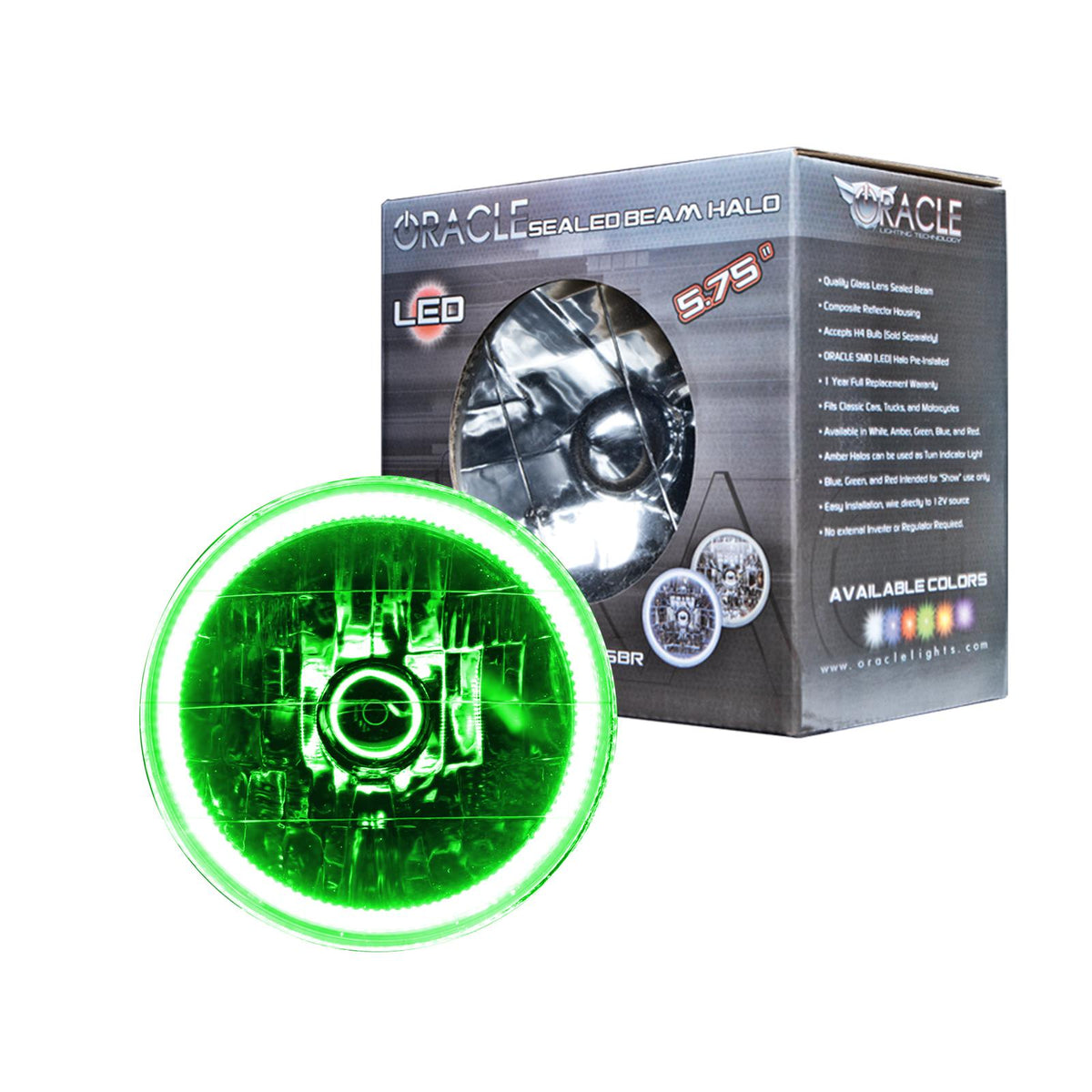 Oracle Lighting Pre-Installed Lights 5.75 In. Sealed Beam, Green - 6904-004