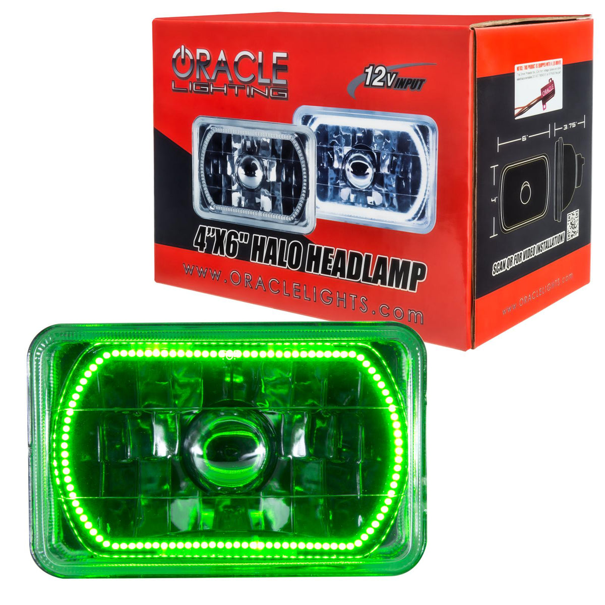 Oracle Lighting Pre-Installed Lights 4X6 In. Sealed Beam, Green - 6909-004
