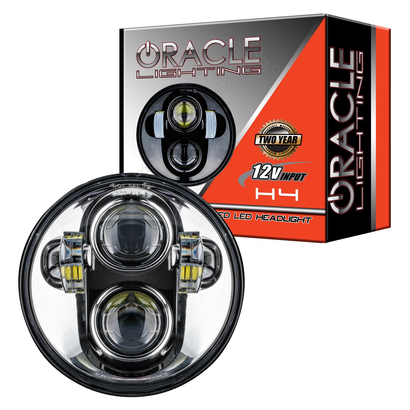 Oracle Lighting 5.75 In. 40W Replacement Led Headlight, Chrome Bezel, 6000K - 6913-504