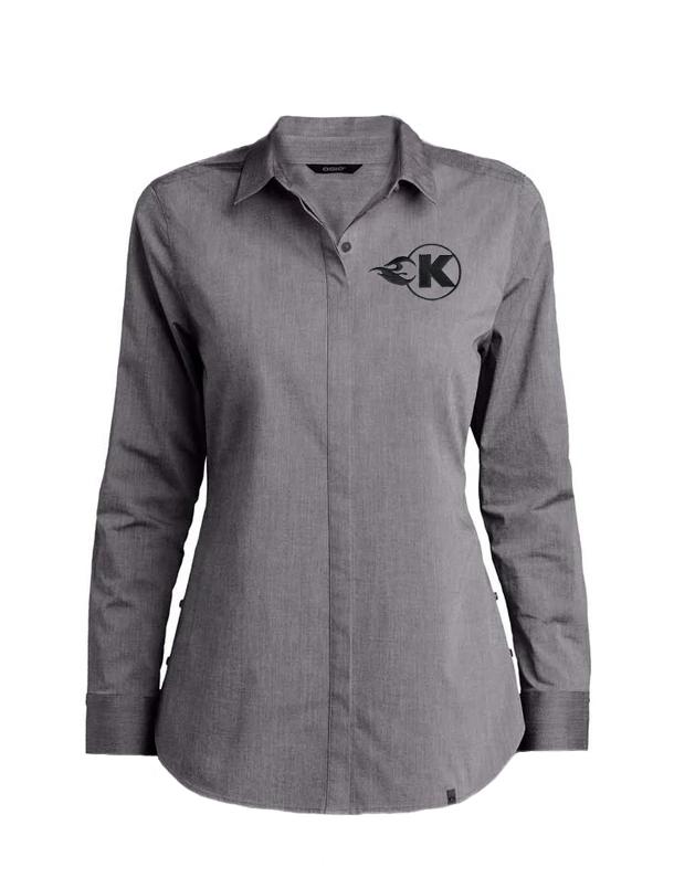 Kooks Women's Grey Button Down with Black K-Flame - M - TS-100655-01