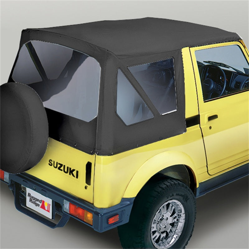 Rugged Ridge Soft Top Black Denim Clear Windows; 86-95 Suzuki Samurai - 53701.15