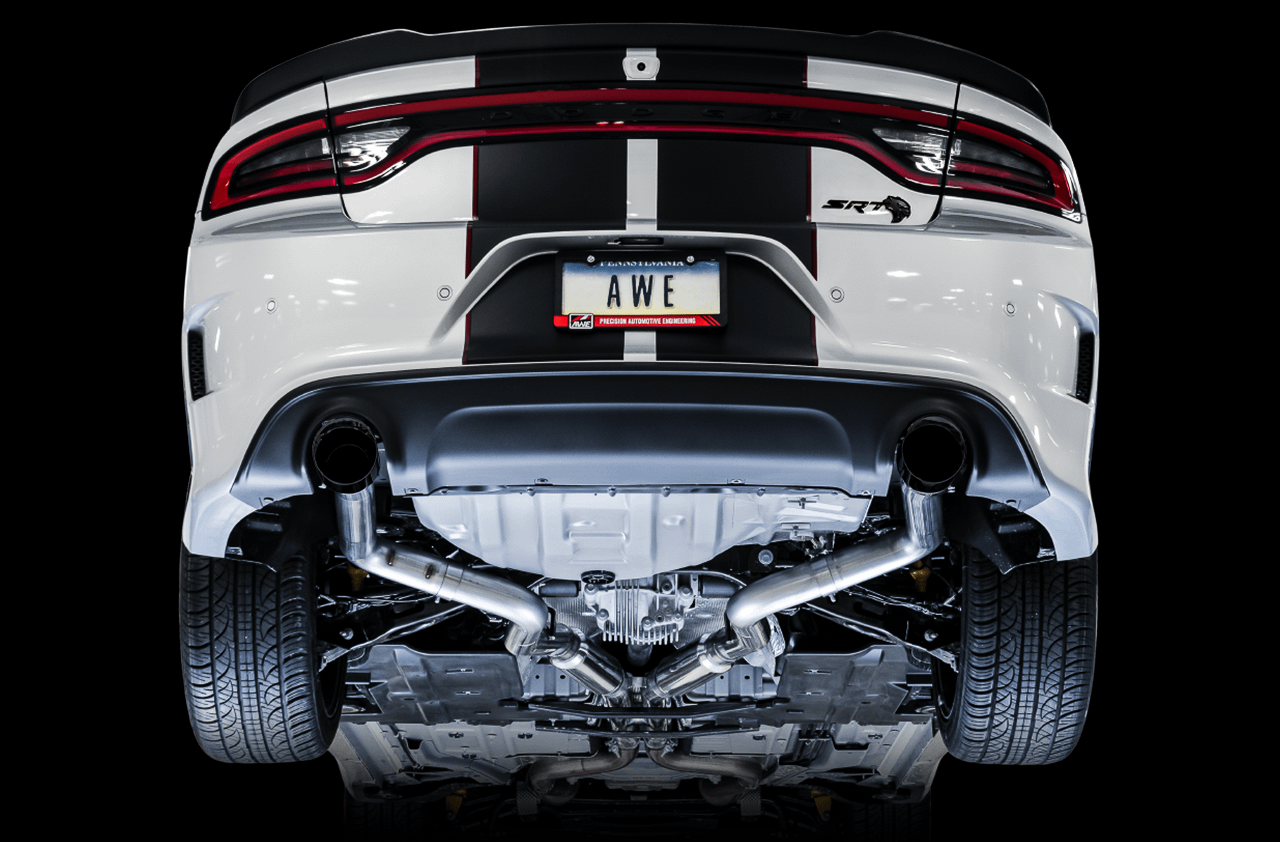 AWE Track Edition Exhaust - Diamond Black Tips (2015-2020 Dodge Charger 5.7L) - 3015-33134
