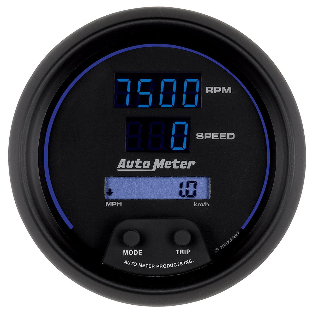 Auto Meter 3-3/8" TACHOMETER/SPEEDOMETER COMBO, 10K RPM/260 MPH/260 KM/H, COBALT DIGITAL - 6987