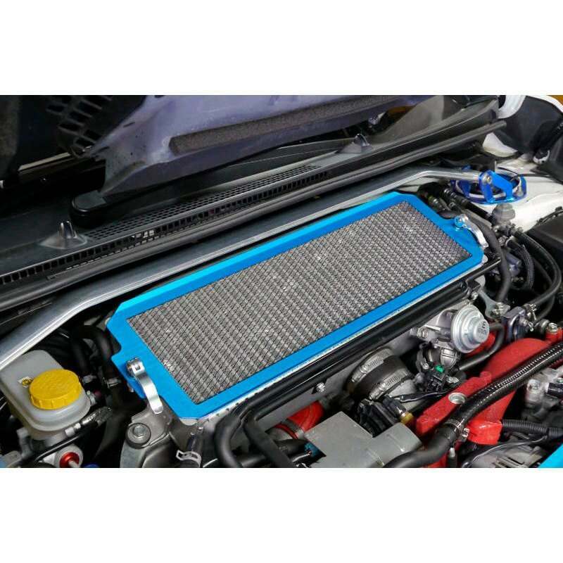 Cusco Intercooler Protection Guard Kit, Aluminum Blue Frame with Black Steel Mesh Grill, Subaru Impreza/WRX STi (EJ20/EJ25 Turbo Engine only), ('08-'14 GR/GV & '15-'21 VAF) - 6A1 035 A