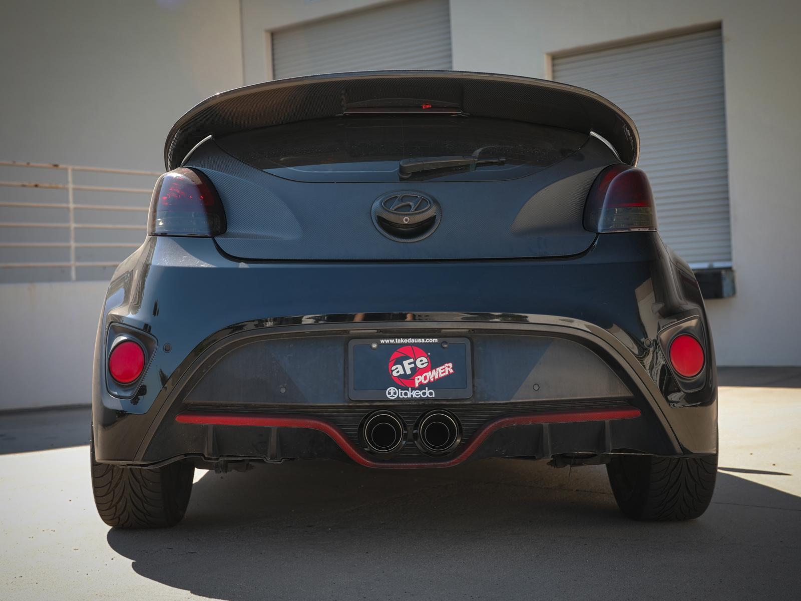 AFE Takeda Cat-Back Exhaust System w/ Dual Rear-Exit Carbon Fiber Tip (2013-2017 Veloster) - 49-37018-C