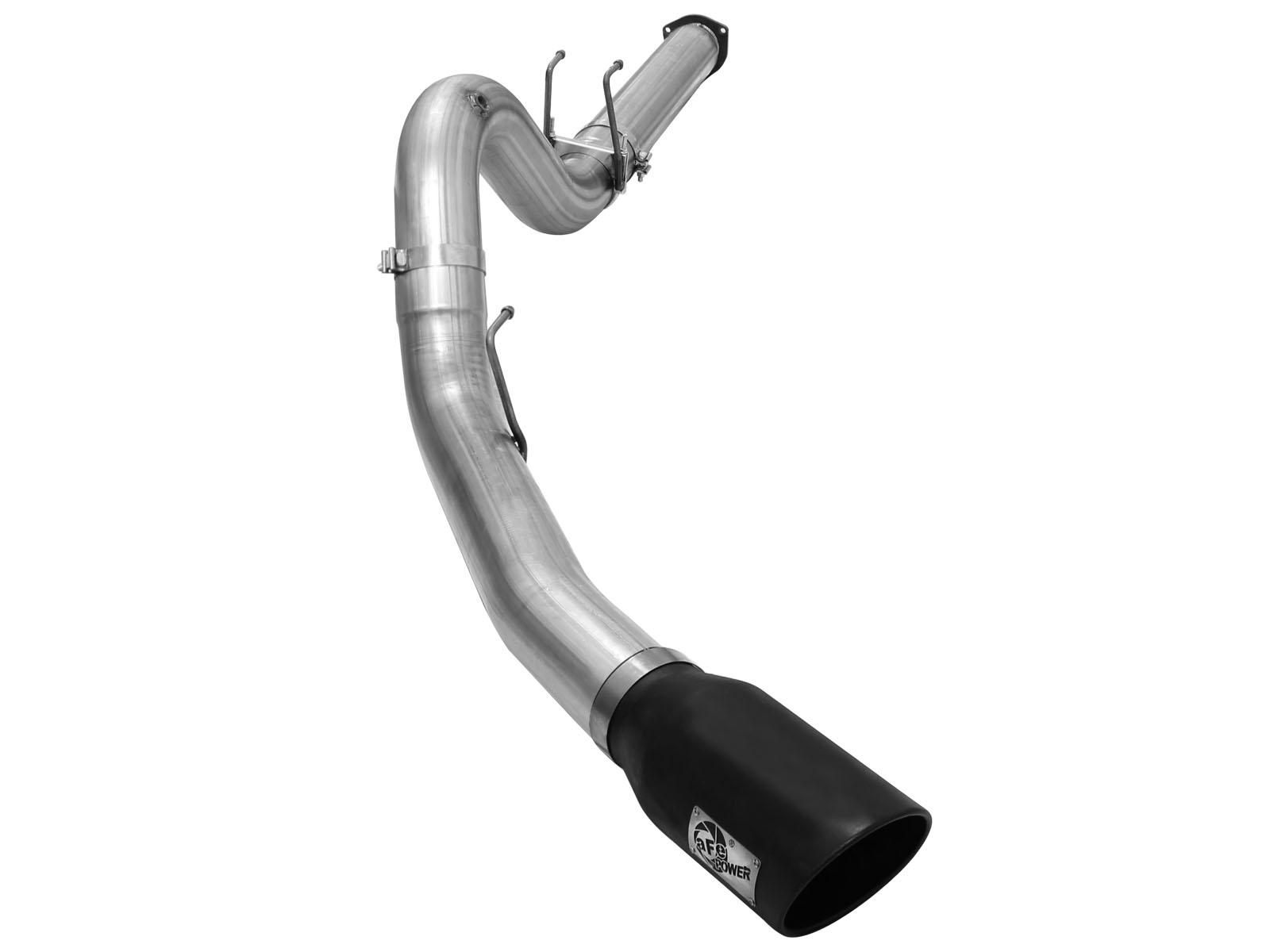 AFE Large Bore-HD 5 IN 409 Stainless Steel DPF-Back Exhaust System w/Black Tip - 49-43064-B