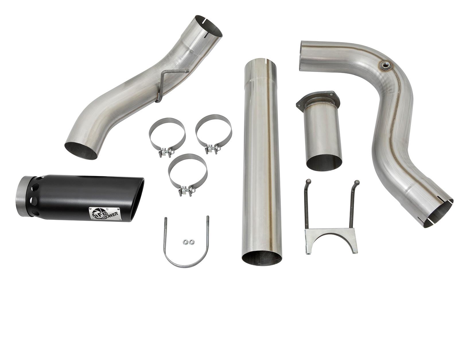 AFE ATLAS 5 IN Aluminized Steel DPF-Back Exhaust System w/Black Tip (2017-2021 F-250 Super Duty, F-350 Super Duty) - 49-03090-B
