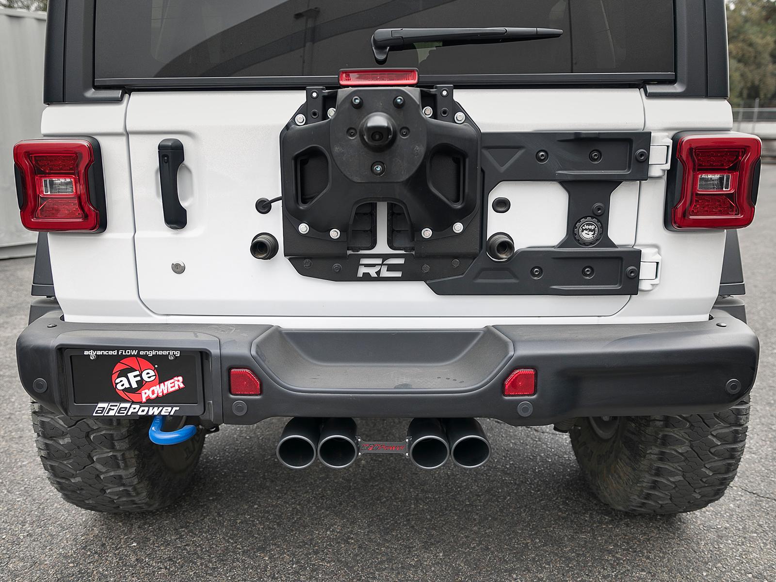 AFE Rebel Series Cat-Back Exhaust System w/ Quad Black Tip (2018-2021 Wrangler, Wrangler) - 49-38071-B
