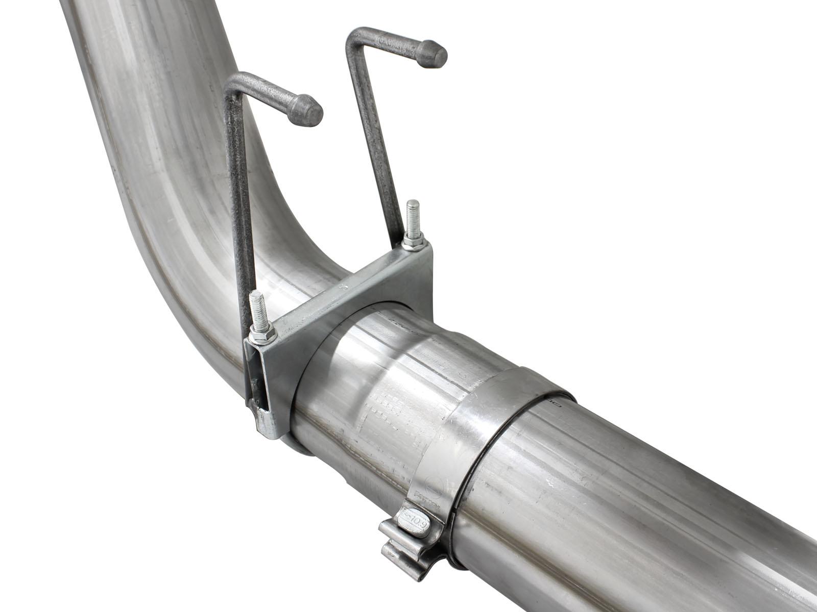 AFE Large Bore-HD 5 IN 409 Stainless Steel DPF-Back Exhaust System w/Polished Tip - 49-43064-P