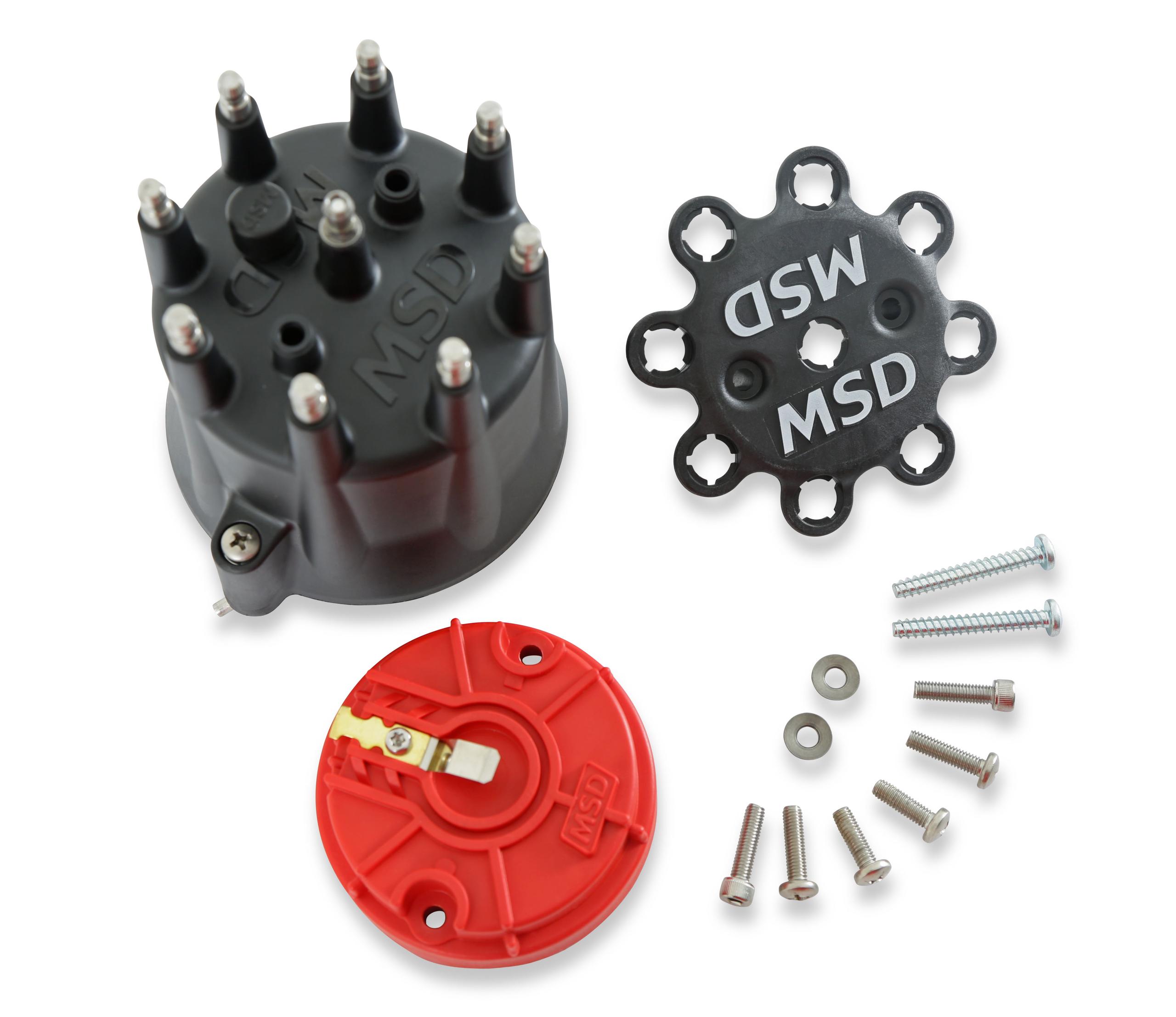 Black Chevy V8 HEI Distributor Cap and Rotor.  - 84336