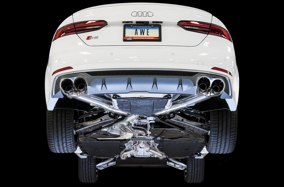 AWE Tuning Audi B9 S5 Sportback Track Edition Exhaust - Non-Resonated (Black 102mm Tips) - 3010-43062