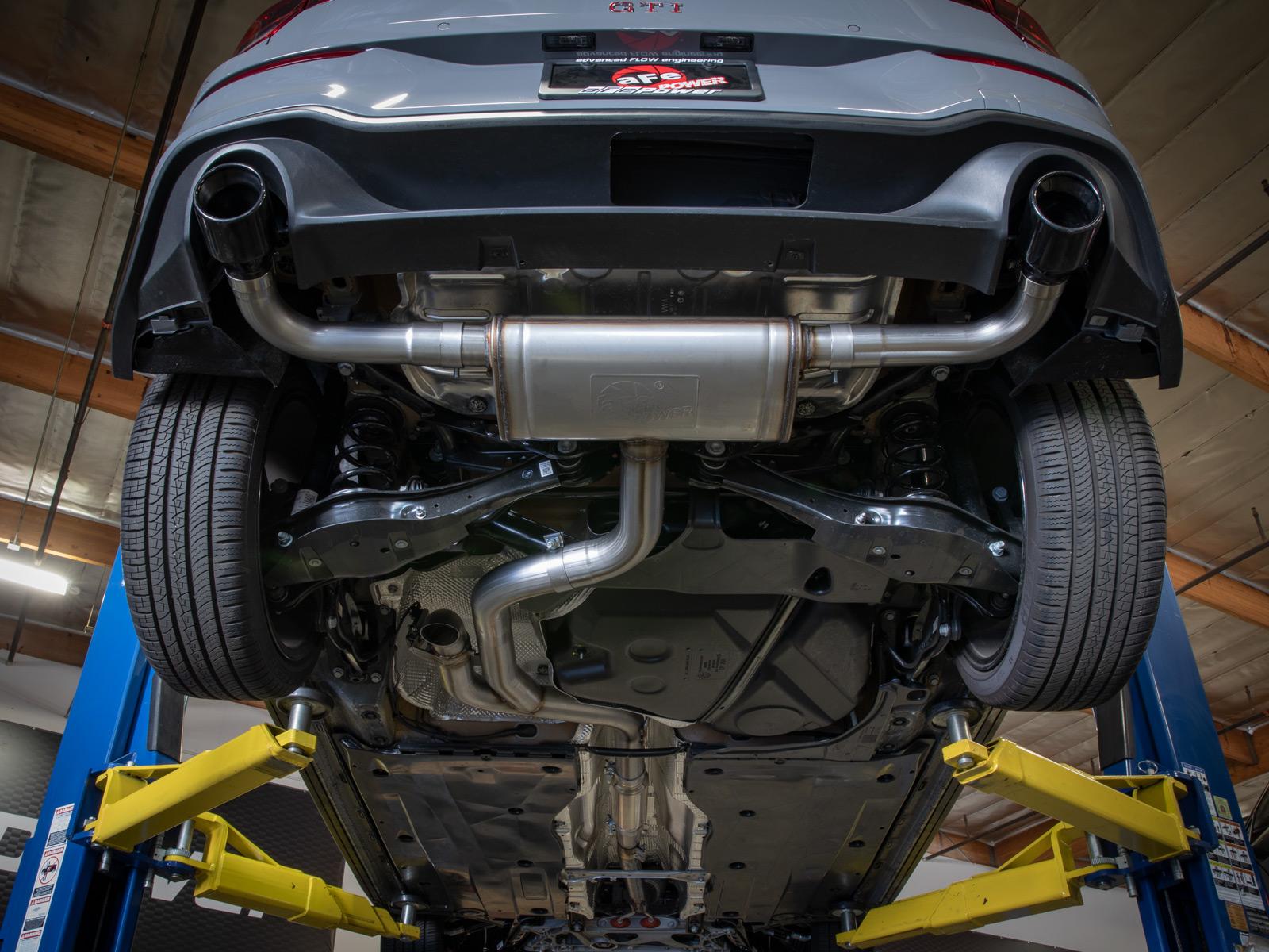 AFE Gemini XV 3 IN to 2-1/2 304 Stainless Steel Cat-Back Exhaust w/ Cut-Out Polished Volkswagen GTI (MKVIII) 22-23 L4-2.0L (t) - 49-36451-P