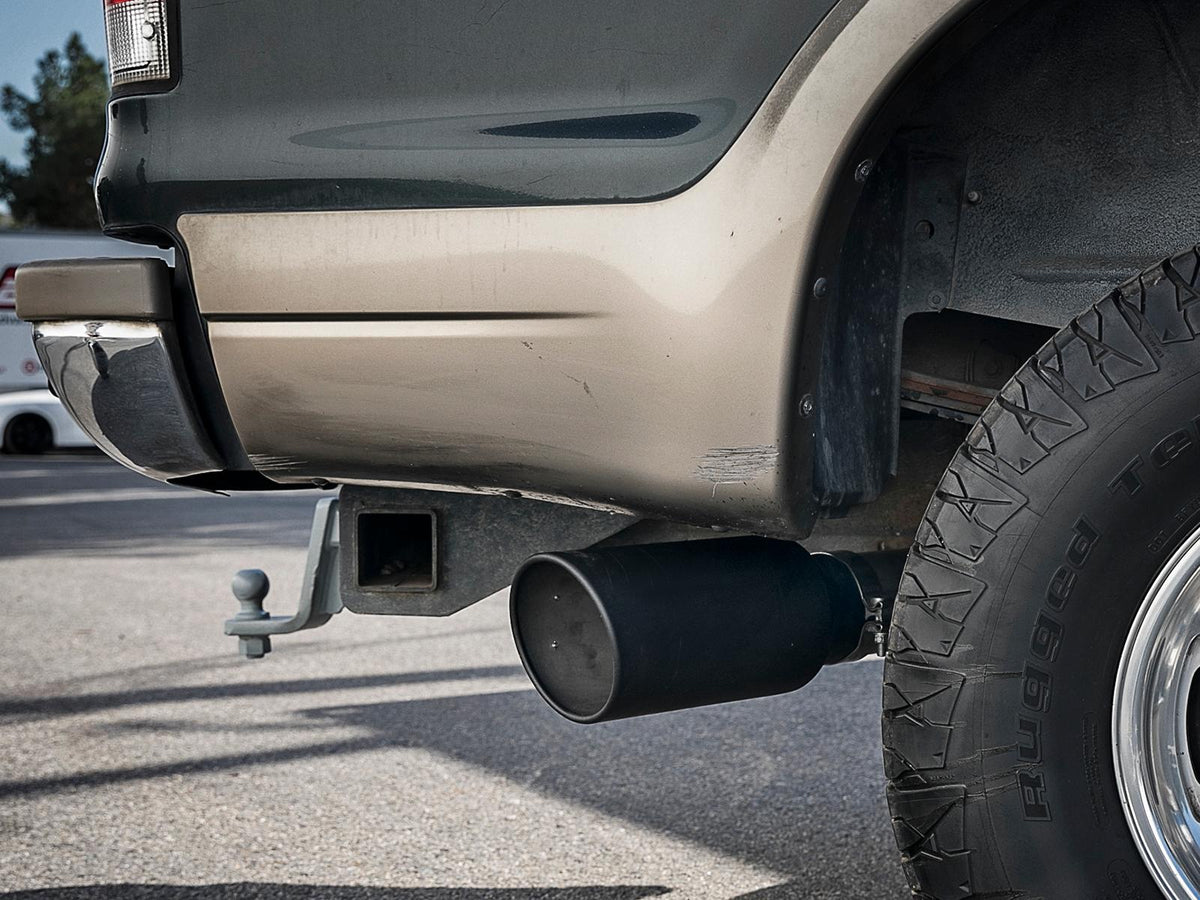 AFE Large Bore-HD 4 IN 409 Stainless Steel Turbo-Back Exhaust System w/ Black Tip (Ford Excursion 00-03 V8-7.3L (td)) - 49-43008-B