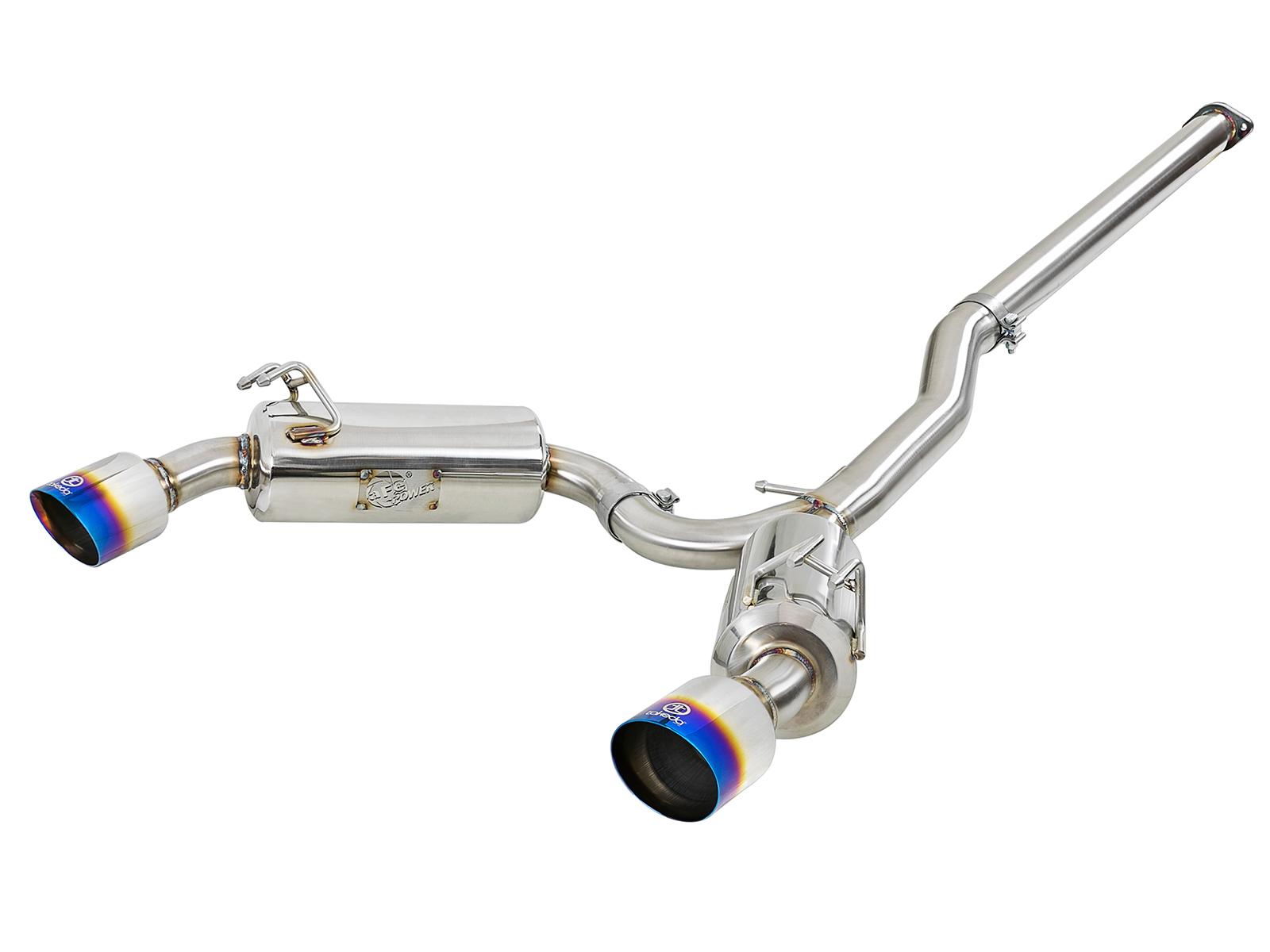 AFE Takeda 3 IN to 2-1/2 IN 304 Stainless Steel Cat-Back Exhaust w/ Blue Flamed Tips (2008-2015 Lancer, Lancer, Lancer, Lancer, Lancer, Lancer, Lancer, Lancer) - 49-36701-L