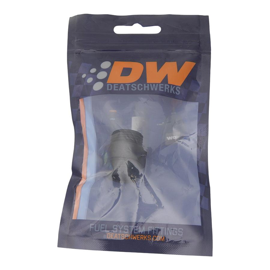 DeatschWerks 8AN ORB to S387 Pre-Filter Sock Adapter, Anodized Matte Black - 6-02-0737-B