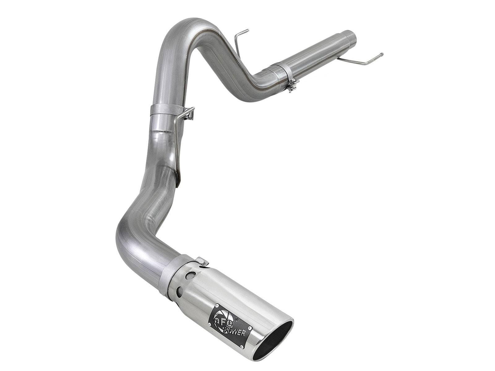 AFE Large Bore-HD 4 IN 409 Stainless Steel DPF-Back Exhaust System w/ Polished Tip Ford F-150 2021 V6-3.0L (td) - 49-43143-P