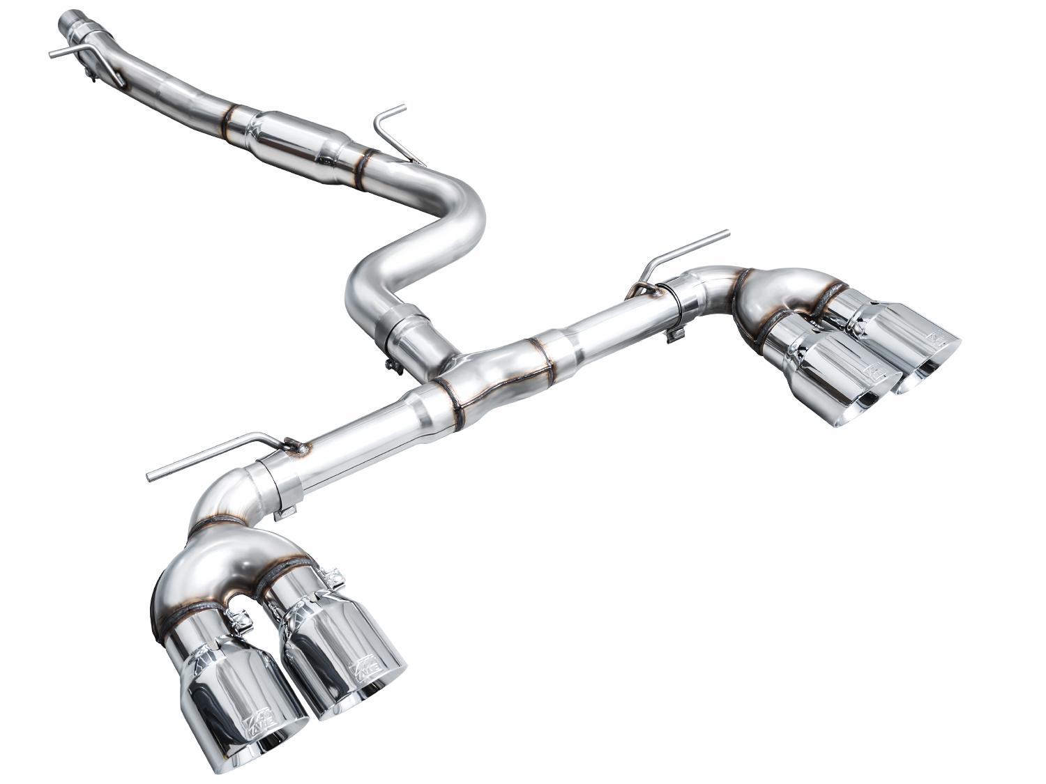 AWE Track Edition Exhaust for Volkswagen MK8 Golf R - Chrome Silver Tips - 3020-42658