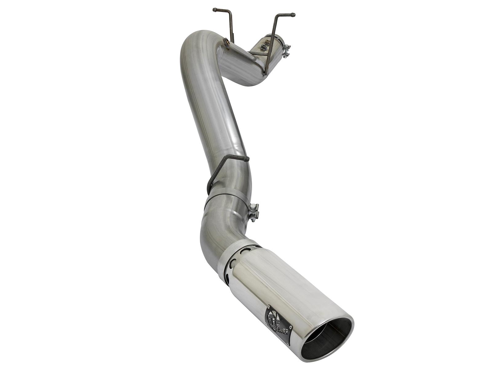 AFE Large Bore-HD 4 IN 409 Stainless Steel DPF-Back Exhaust System w/Polished Tip (2017-2019 Silverado 2500 HD, Silverado 3500 HD, Sierra 2500 HD, Sierra 3500 HD) - 49-44085-P