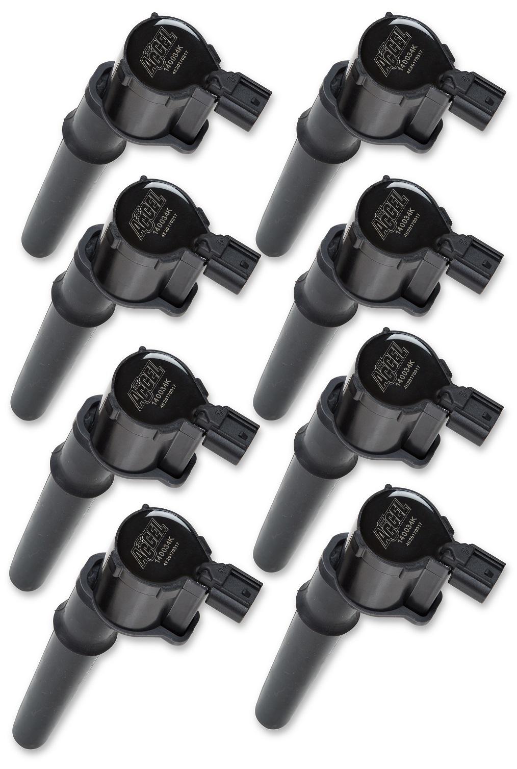 Accel 140034K-8 Coil, Ford Mod Eng 4Valve- Black -8 Pack
