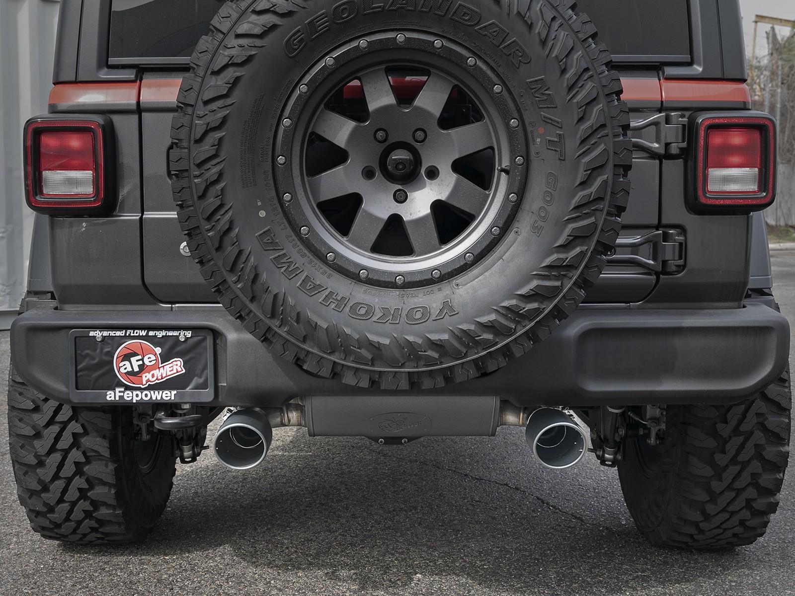AFE Rebel Series Cat-Back Exhaust System w/ Black Tip (2018-2021 Wrangler) - 49-48096-B