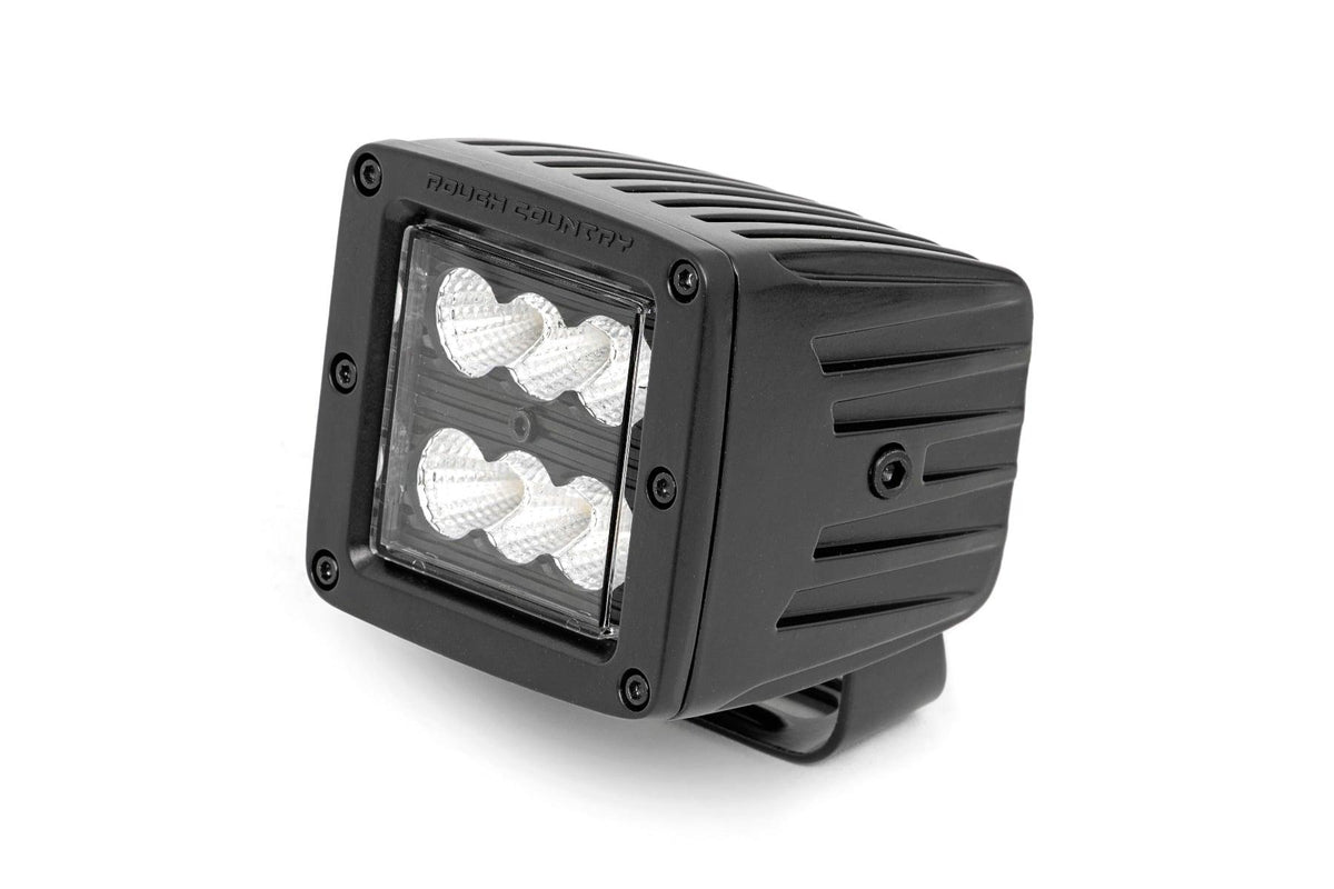 Rough Country 2-inch Square Cree LED Lights - (Pair, Black Series, Flood Beam) - 70133BL