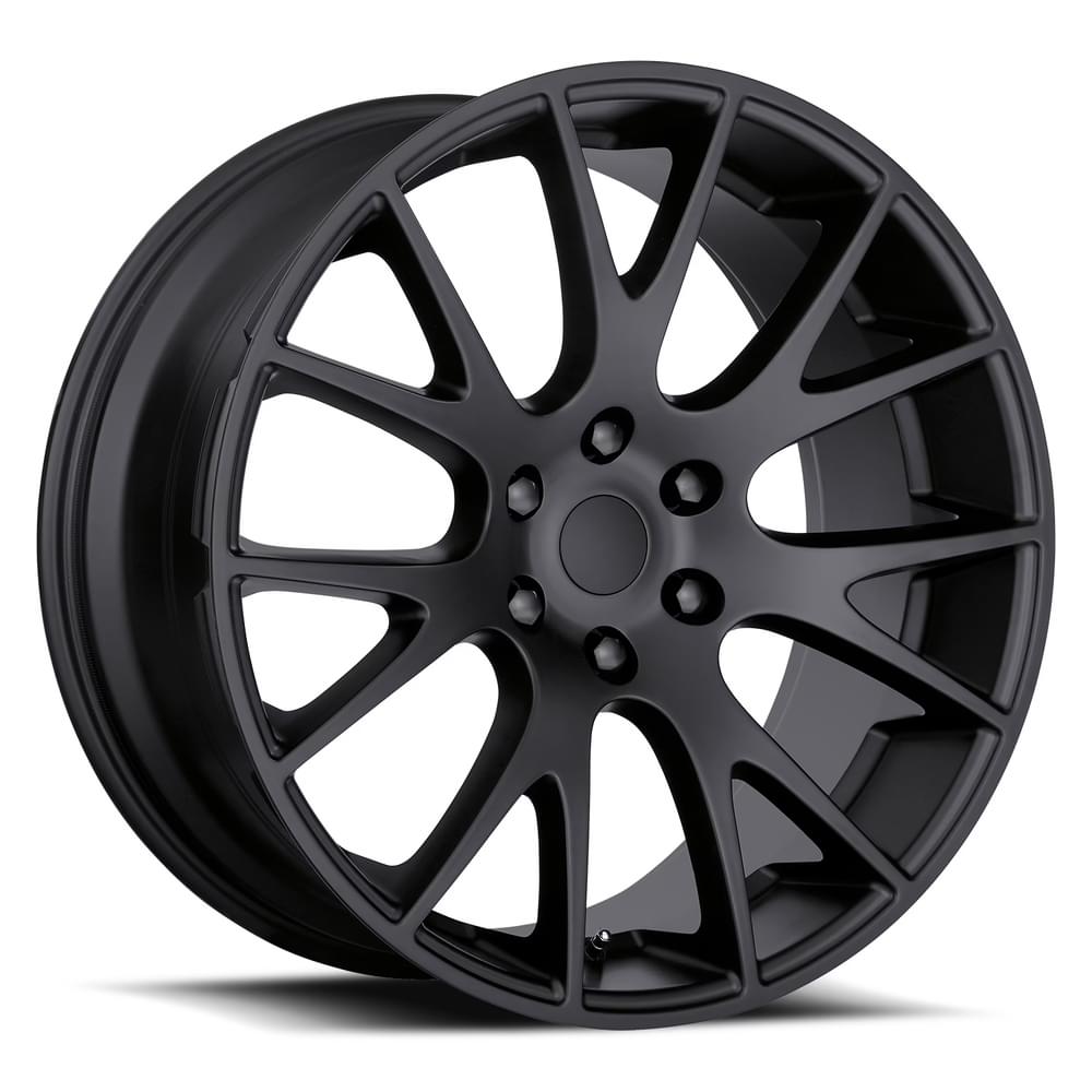 Factory Reproductions FR 70 - Ram Truck Hellcat Replica Wheels 22X10 6X5.5 +25.4 HB 77.8 Truck Hellcat Satin Black With Cap Factory Reproductions - 70210256503