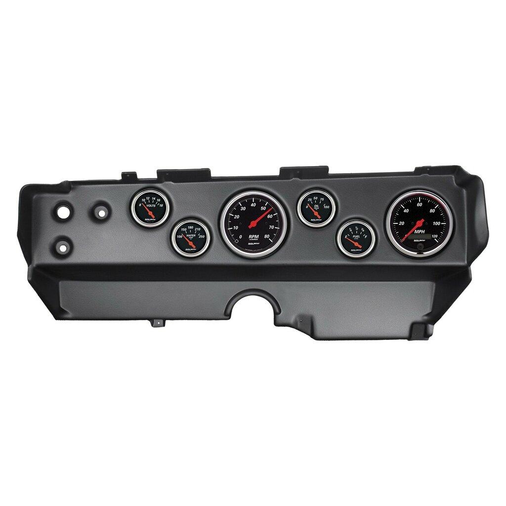 Auto Meter 6 GAUGE DIRECT-FIT DASH KIT, E-BODY / CUDA / CHALLENGER 70-74, DESIGNER BLACK - 7029-DB