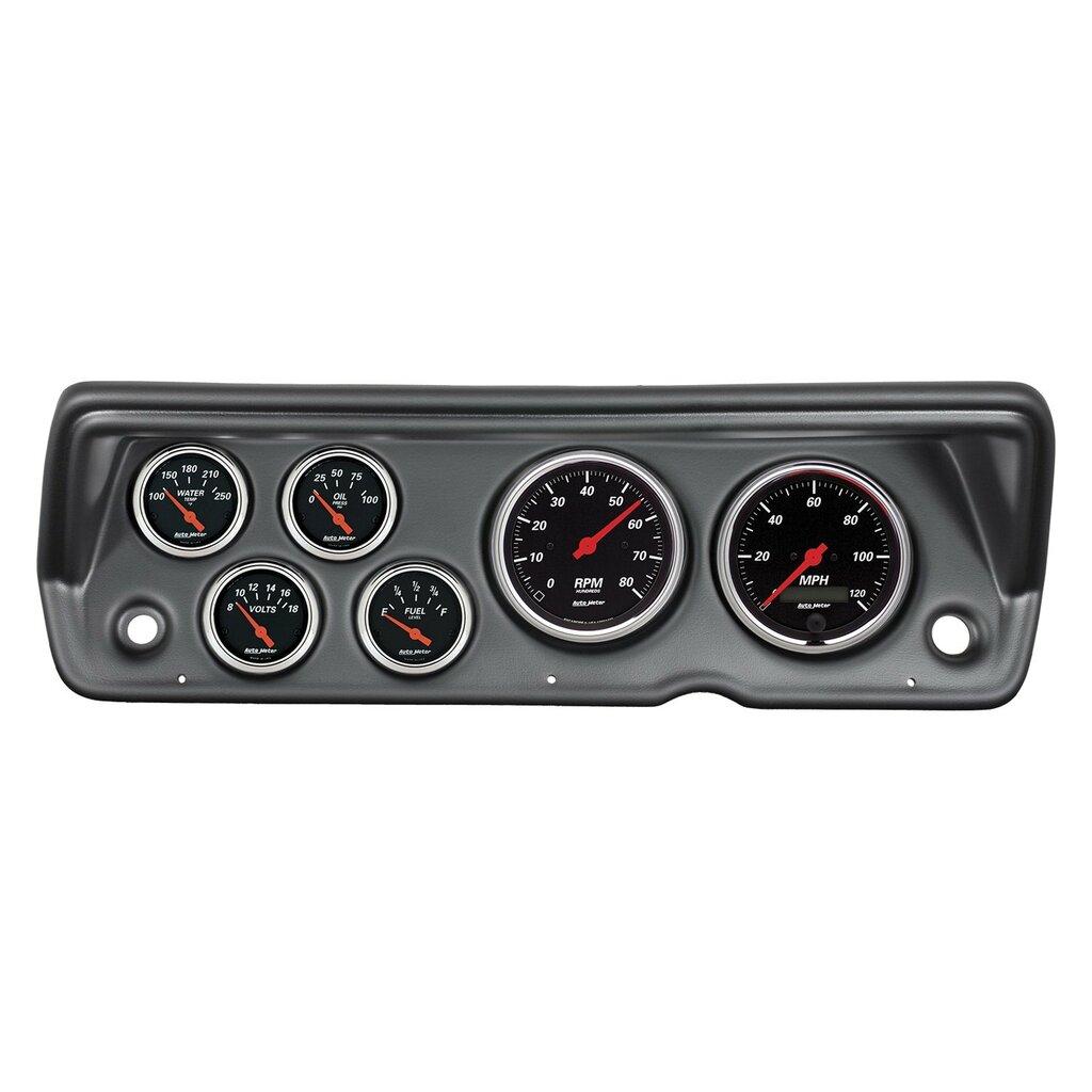 Auto Meter 6 GAUGE DIRECT-FIT DASH KIT, A-BODY / DUSTER / DEMON / DART 70-76, DESIGNER BLACK - 7031-DB