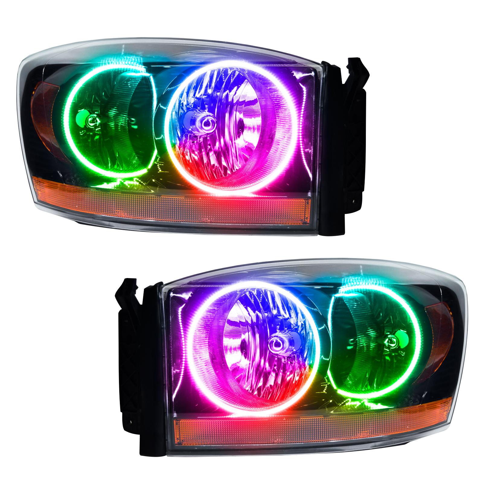 Oracle Lighting Smd Pre-Assembled Headlights, Black Bezel, Colorshift - No Controller (2006-2006 Ram 1500, Ram 2500, Ram 3500, Ram 4000) - 7033-334