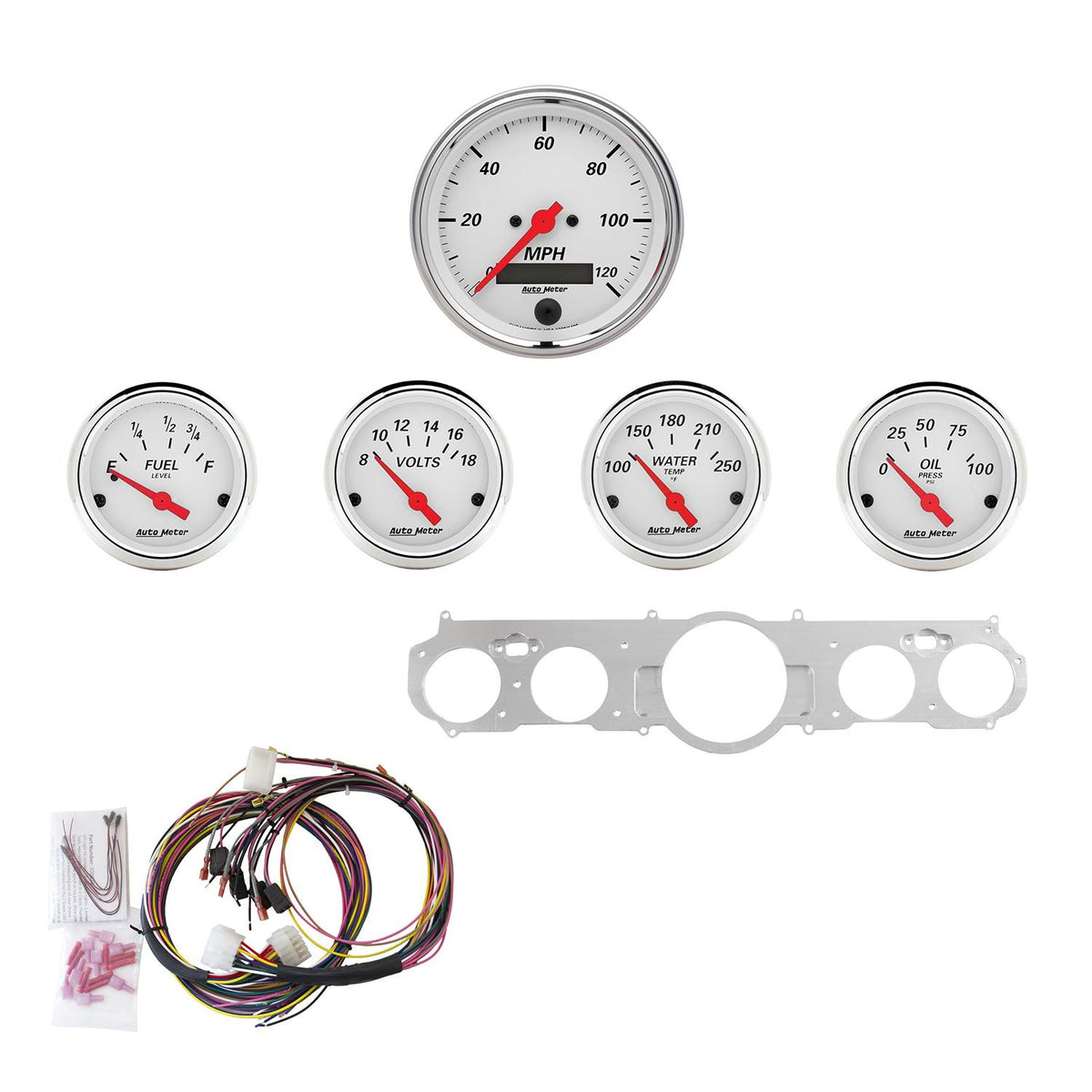 Auto Meter 5 GAUGE DIRECT-FIT DASH KIT, MUSTANG 65-66, ARCTIC WHITE - 7035-AW