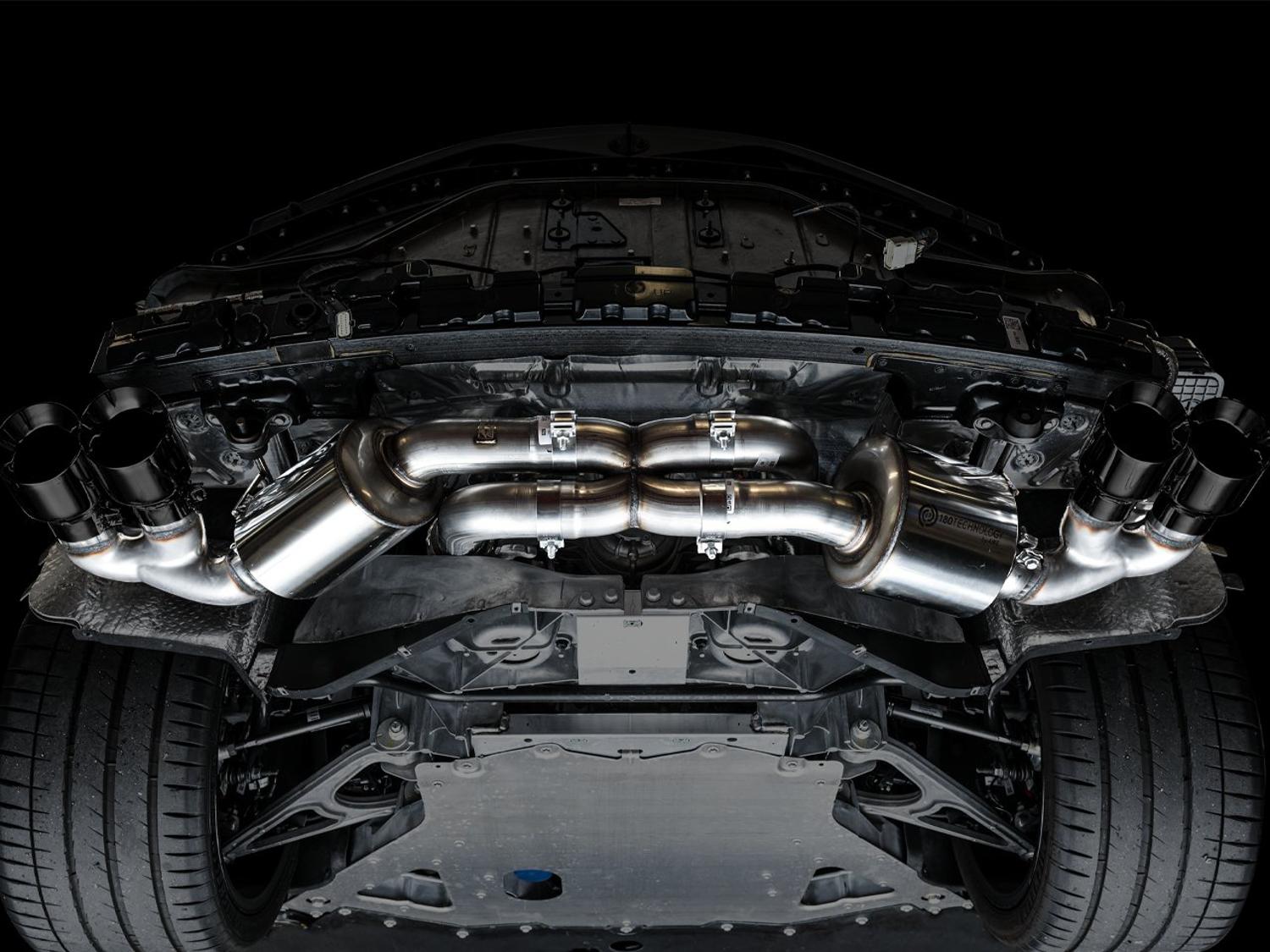 AWE Touring Edition Exhaust - Quad Diamond Black Tips (2020-2024 Corvette C8) - 3015-43159