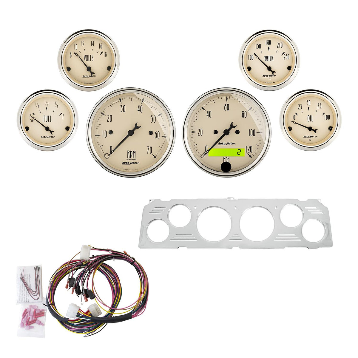 Auto Meter 6 GAUGE DIRECT-FIT DASH KIT, CHEVY TRUCK 64-66, ANTIQUE BEIGE - 7043-AB
