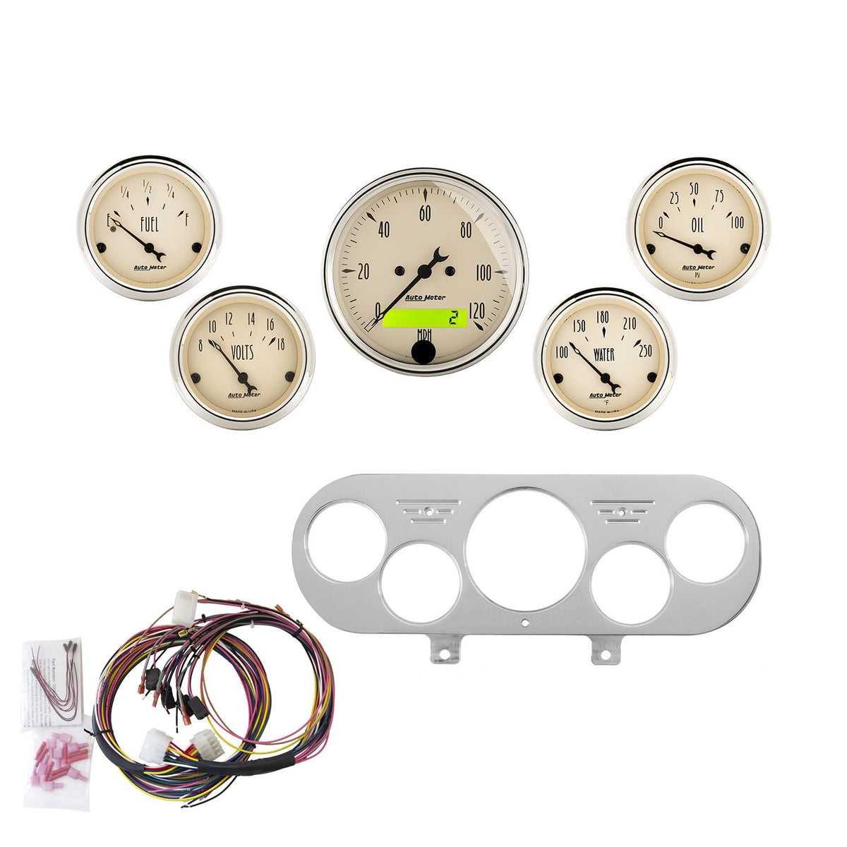 Auto Meter 5 GAUGE DIRECT-FIT DASH KIT, NOVA 62-65, ANTIQUE BEIGE - 7044-AB