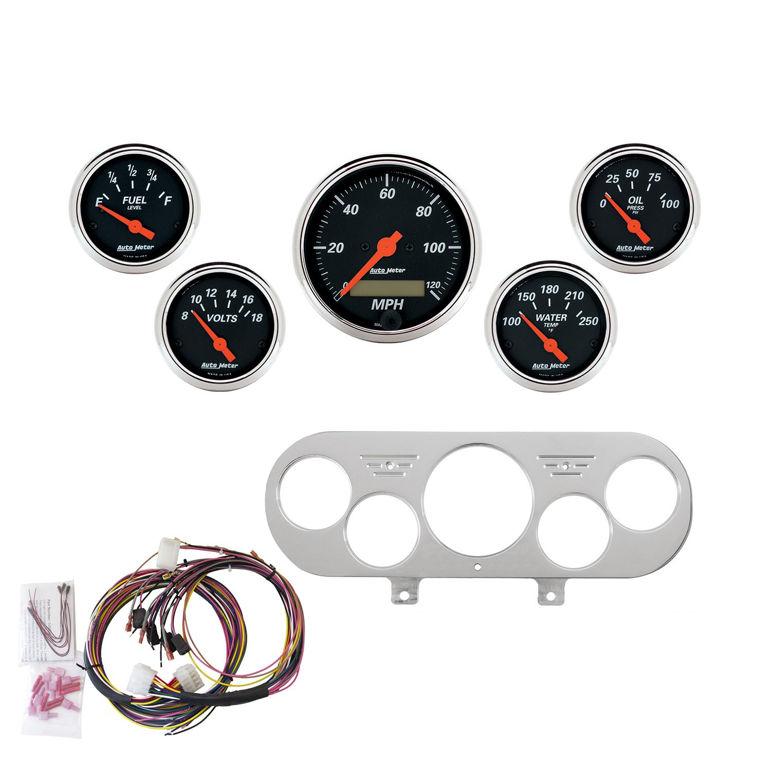 Auto Meter 5 GAUGE DIRECT-FIT DASH KIT, NOVA 62-65, DESIGNER BLACK - 7044-DB