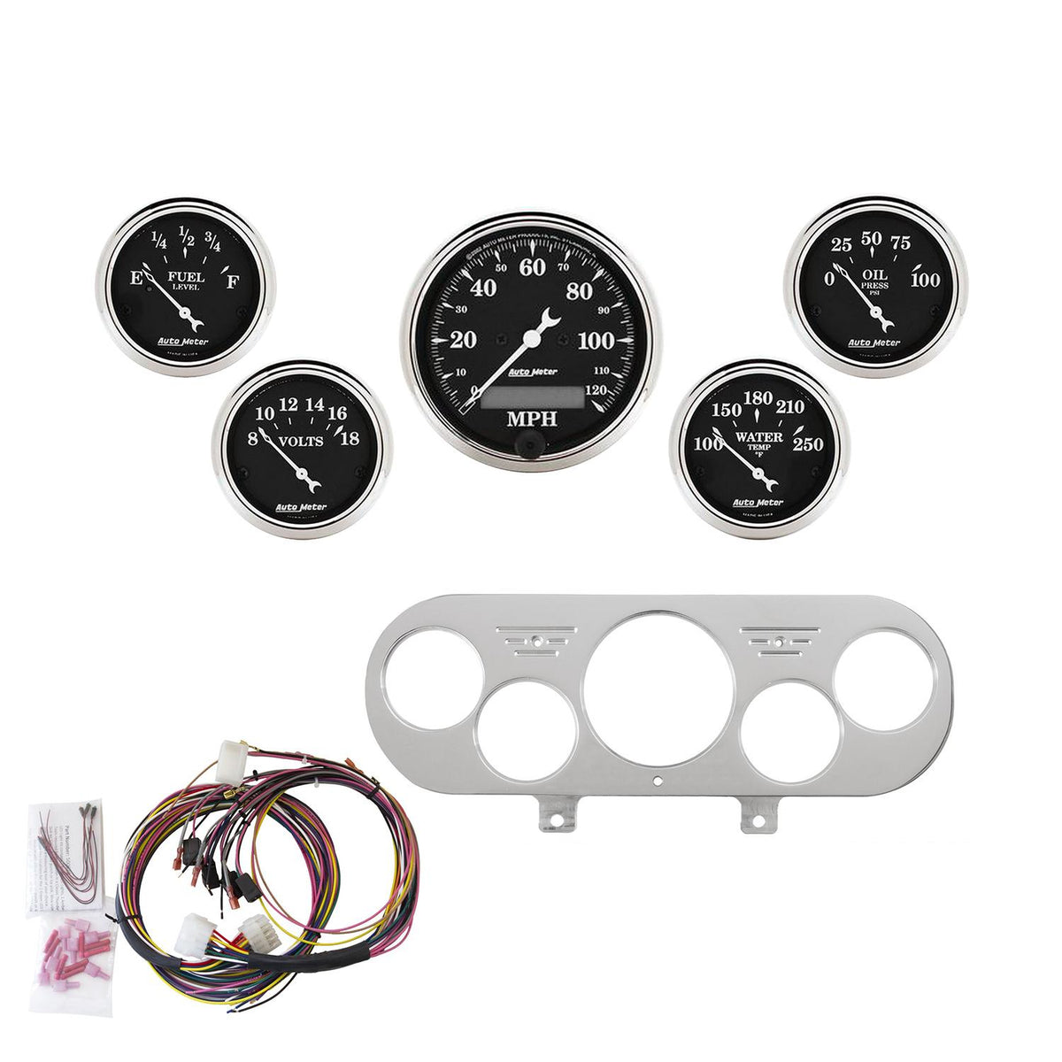 Auto Meter 5 GAUGE DIRECT-FIT DASH KIT, NOVA 62-65, OLD TYME BLACK - 7044-OTB
