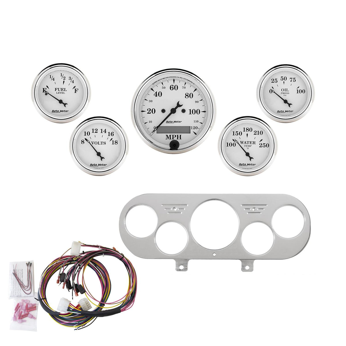 Auto Meter 5 GAUGE DIRECT-FIT DASH KIT, NOVA 62-65, OLD TYME WHITE - 7044-OTW