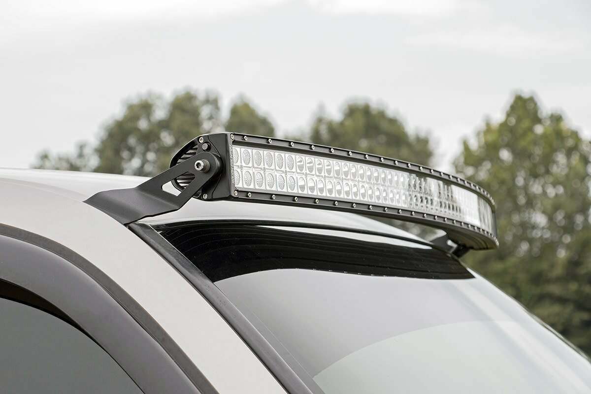 Rough Country 54-inch Curved LED Light Bar Upper Windshield Mounting Brackets (GM Pickup / SUV) - 70539