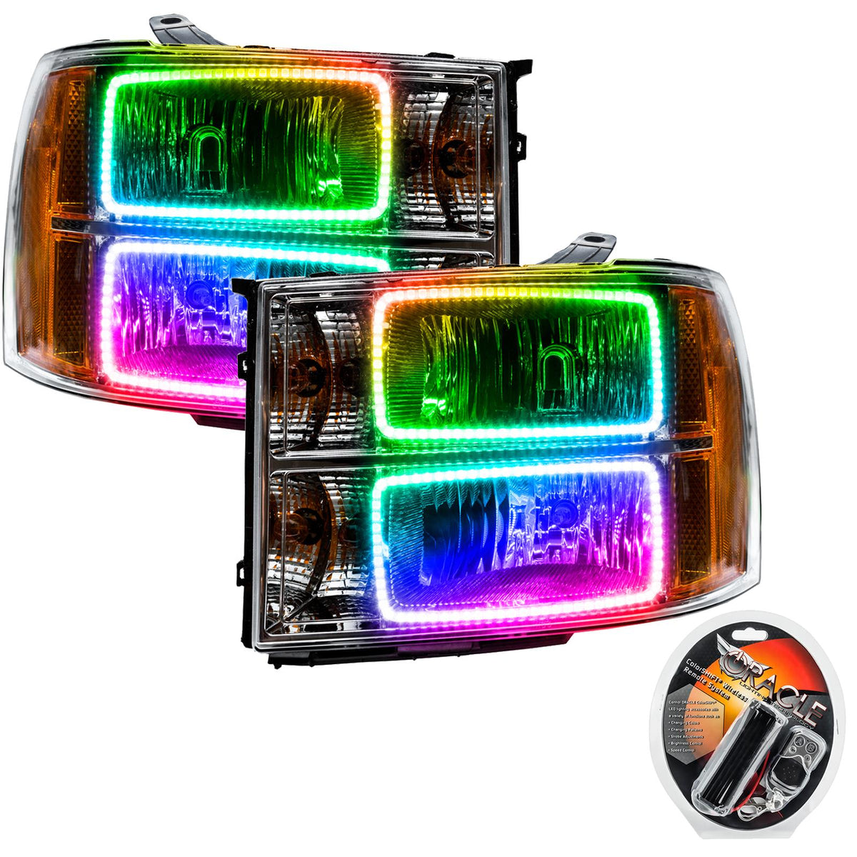 Oracle Lighting Smd Pre-Assembled Headlights, Square Ring Design, Colorshift - 7054-330