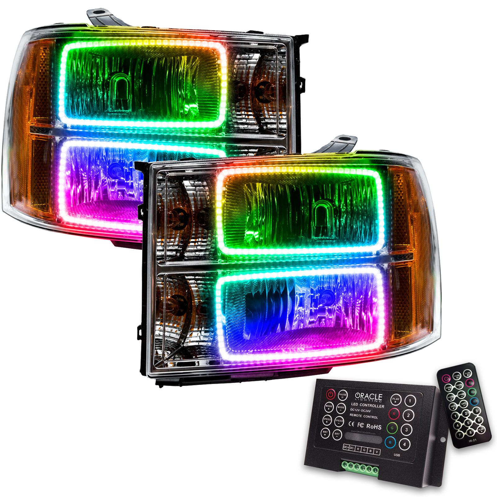 Oracle Lighting Smd Pre-Assembled Headlights, Square Ring Design, Colorshift 2.0 - 7054-333