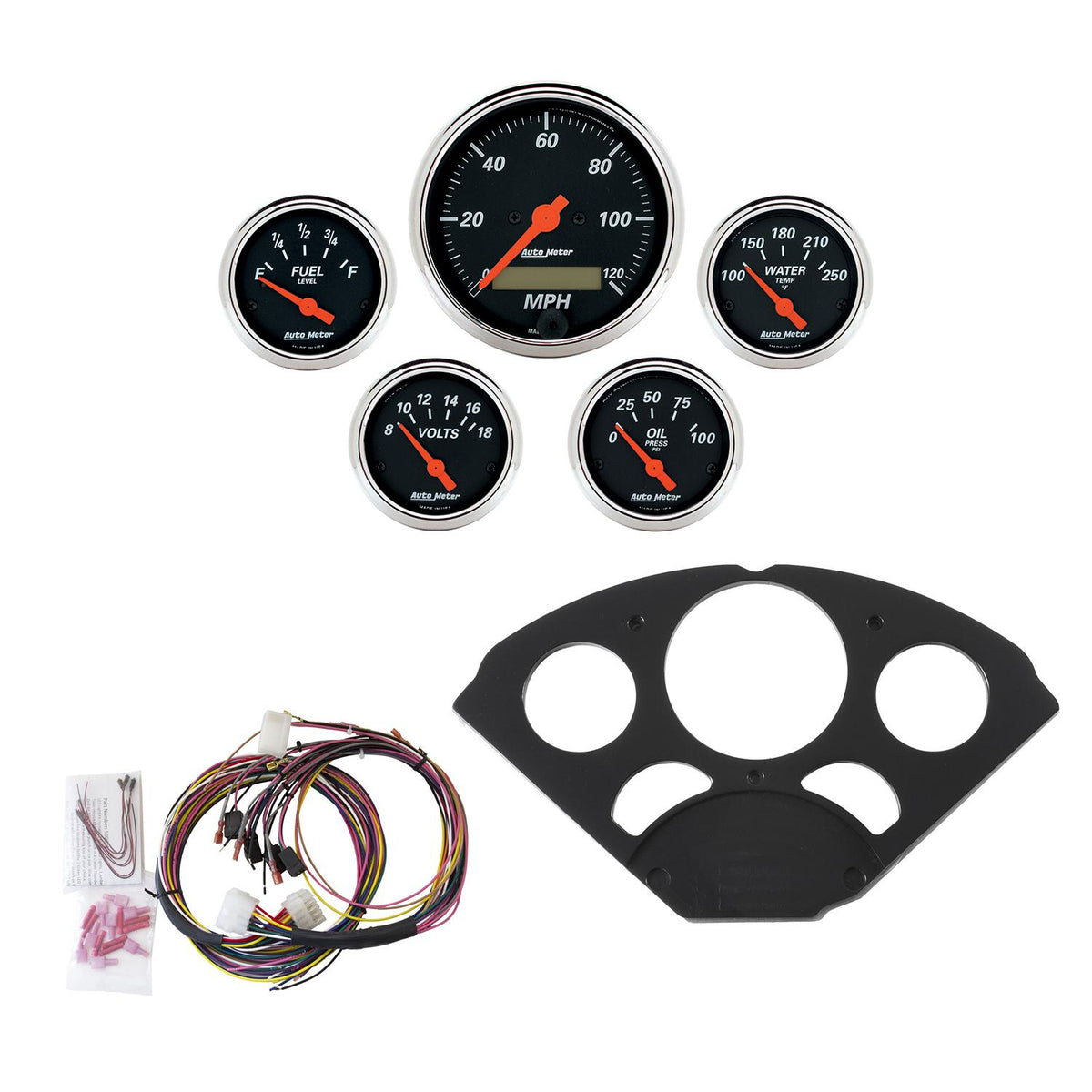 Auto Meter 5 GAUGE DIRECT-FIT DASH KIT, CHEVY 55-56, DESIGNER BLACK - 7055-DB