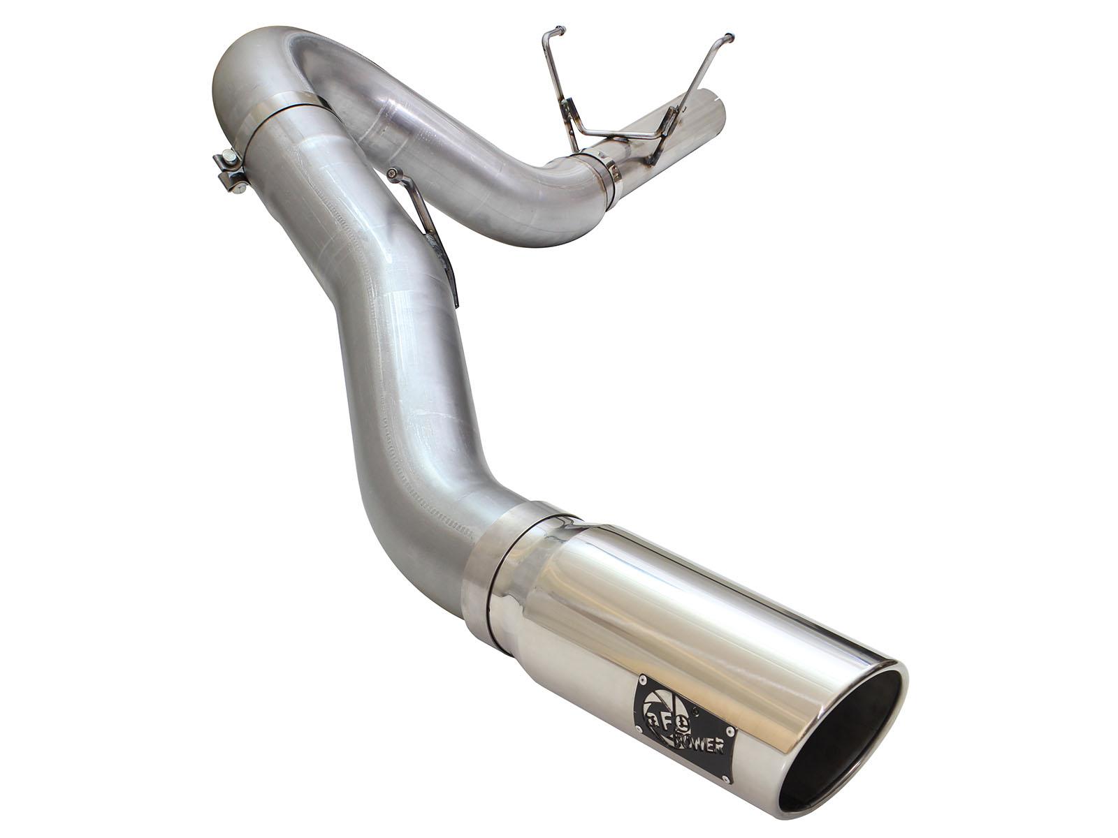 AFE ATLAS 5 IN Aluminized Steel DPF-Back Exhaust System w/Polished Tip (2013-2018 2500, 3500) - 49-02051-1P