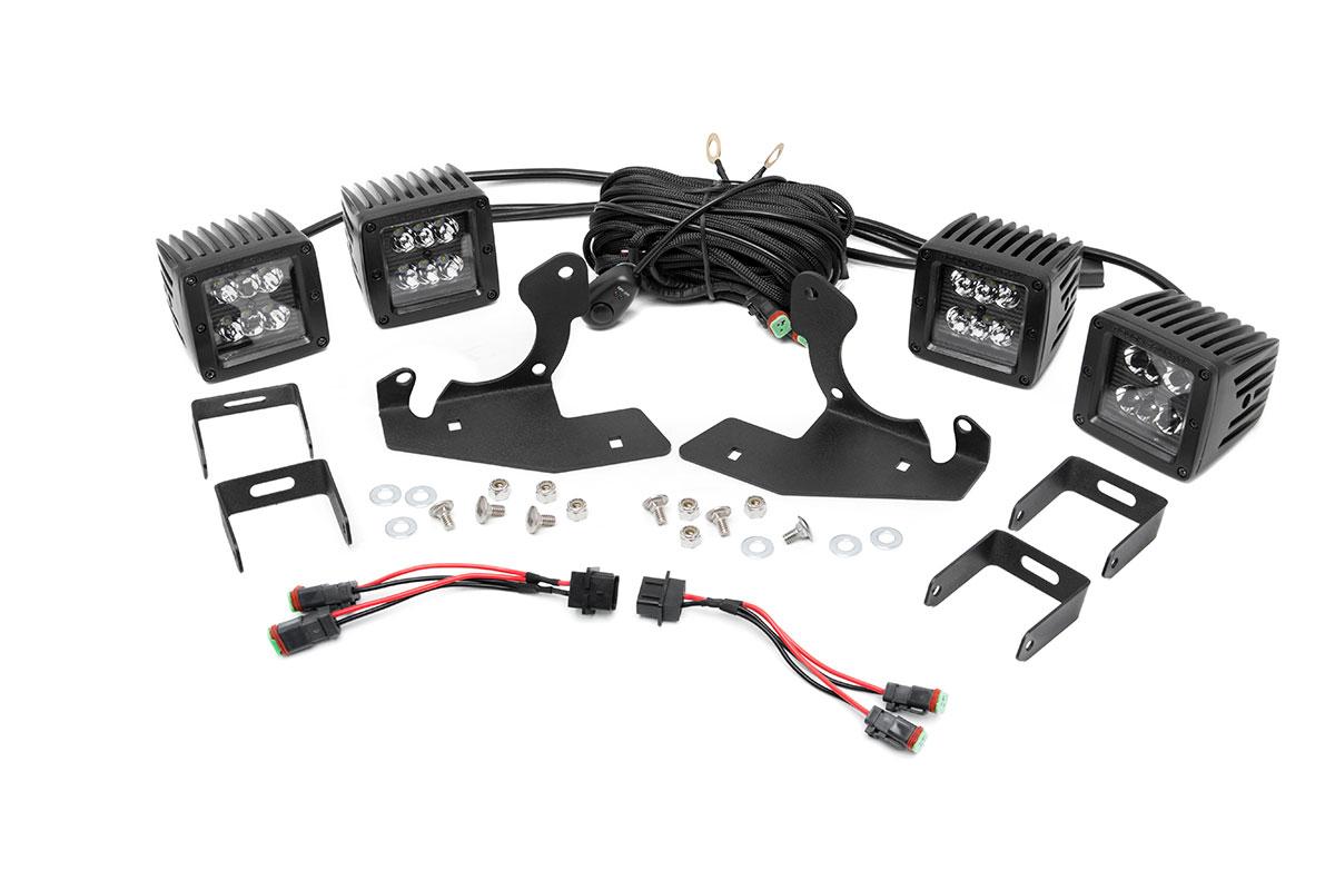 Rough Country Dual 2in Black Series CREE LED Fog Lights and Mounts Kit (Chevrolet HD Pickups) (2011-2014 Silverado 2500 HD, Silverado 3500 HD) - 70628
