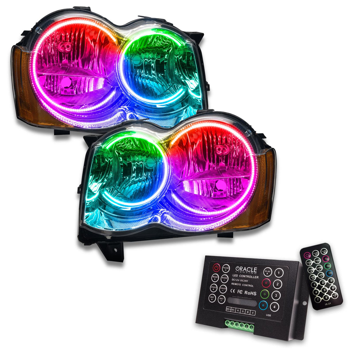Oracle Lighting Smd Pre-Assembled Headlights, Non-Hid, Colorshift 2.0 (2008-2010 Grand Cherokee) - 7068-333