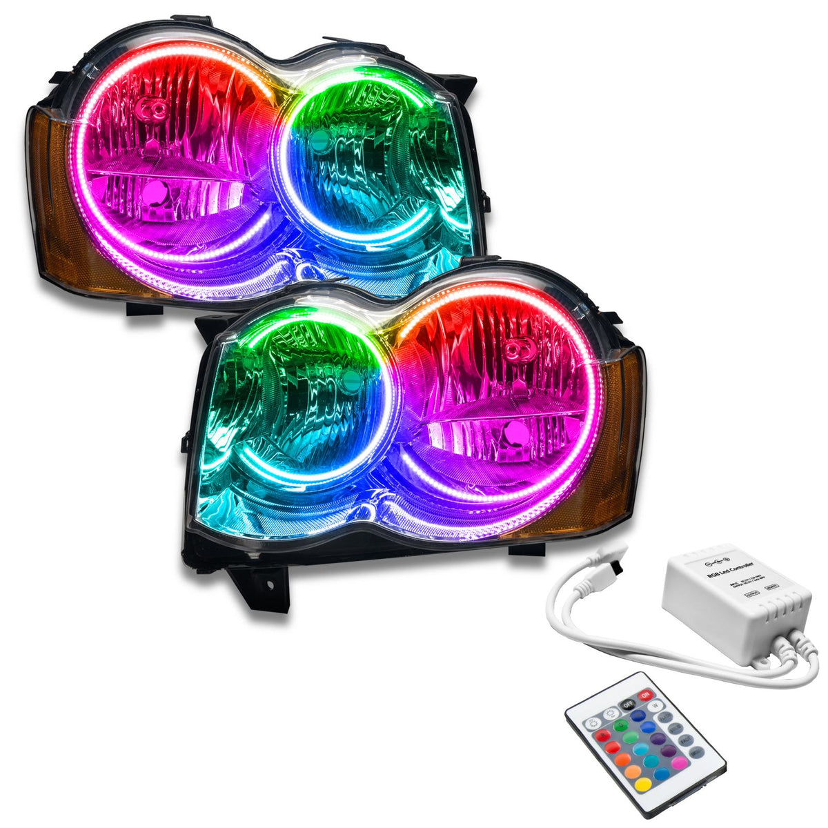 Oracle Lighting Smd Pre-Assembled Headlights, Non-Hid, Colorshift - Simple (2008-2010 Grand Cherokee) - 7068-504