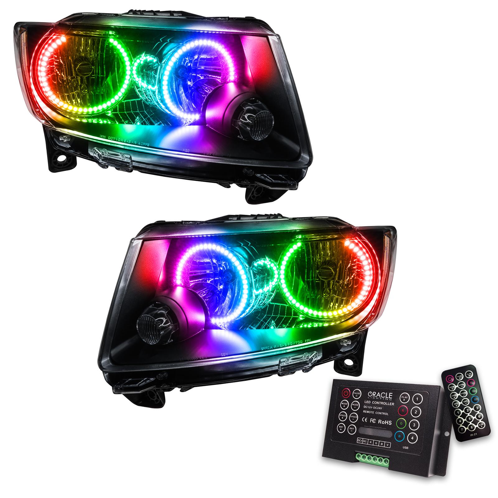 Oracle Lighting Smd Pre-Assembled Headlights, Non-Hid, Chrome Bezel, Colorshift 2.0 (2011-2013 Grand Cherokee) - 7070-333