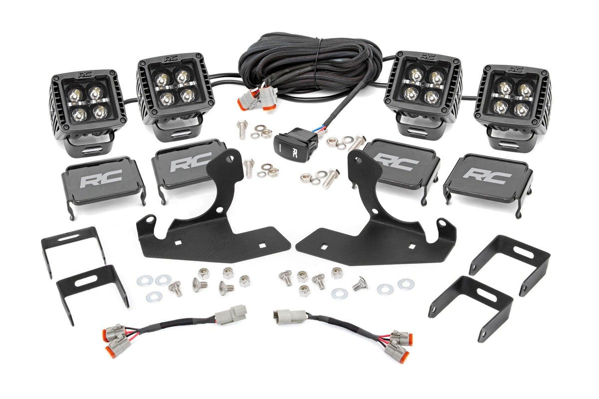 Rough Country Chevrolet LED Fog Light Kit, Black Series w/Amber DRL (07-13 Silverado 1500) - 70762DRLA
