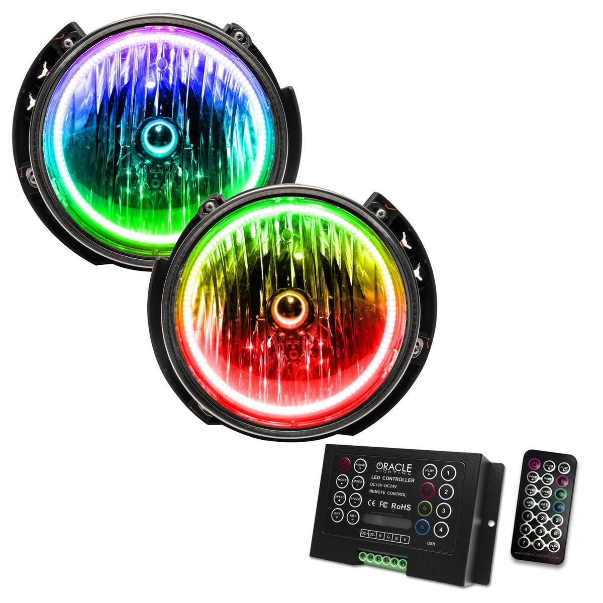 Oracle Lighting Smd Pre-Assembled Headlights, Colorshift 2.0 (2007-2016 Wrangler) - 7079-333