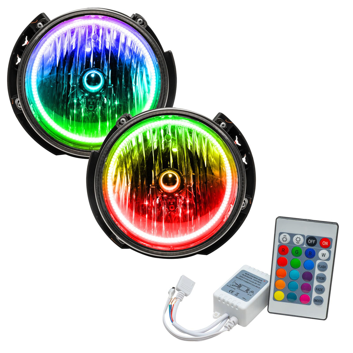Oracle Lighting Smd Pre-Assembled Headlights, Colorshift - Simple (2007-2016 Wrangler) - 7079-504
