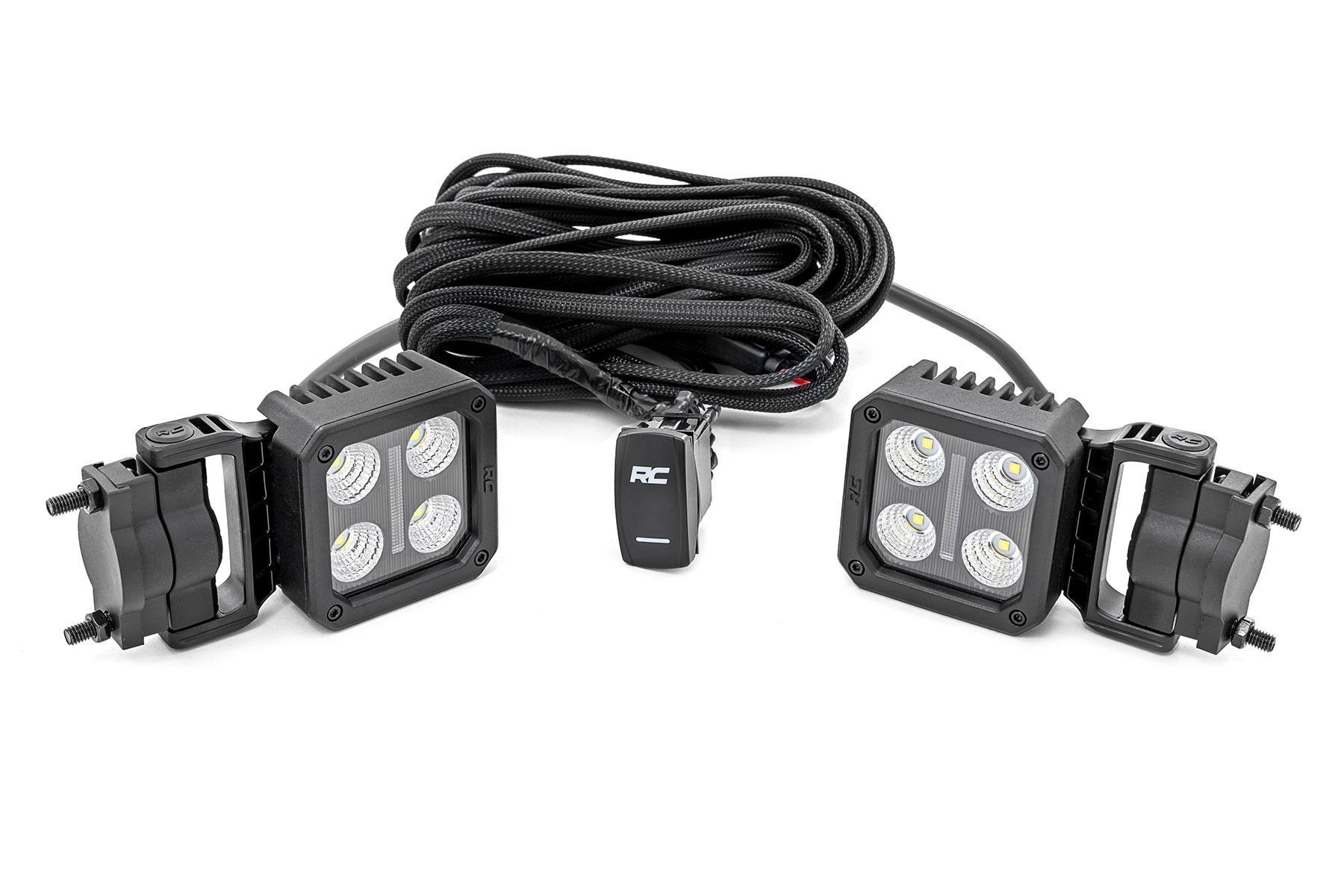 Rough Country LED Light Pair 2 Inch Square Flood Swivel Mount - 70802