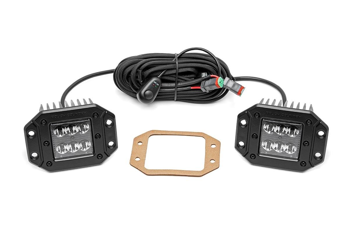 Rough Country 2-inch Flush Mount Black Series CREE LED Square Lights (Pair) - 70803BL